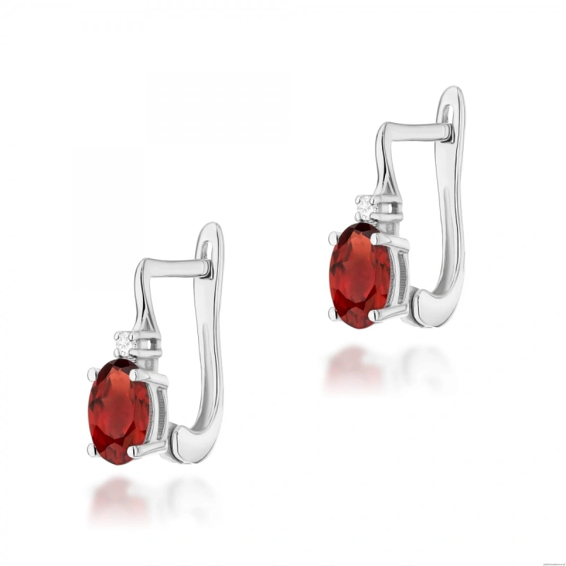 Kolczyki K0011 Granat 2 x 0,50ct białe złoto