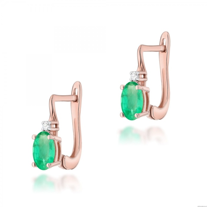 Kolczyki K0011 Szmaragd 2 x 0,40ct różowe złoto