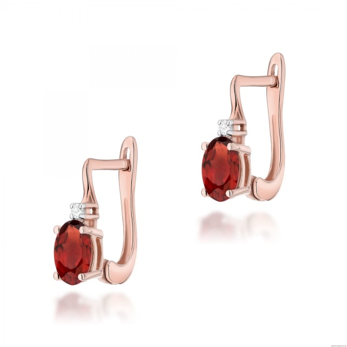Kolczyki K0011 Granat  2 x 0,50ct różowe złoto