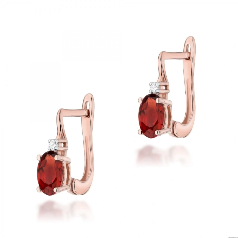 Kolczyki K0011 Granat  2 x 0,50ct różowe złoto