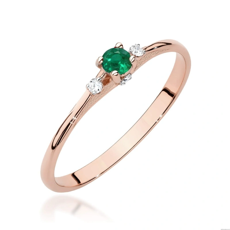 Pierścionek W0614 Szmaragd 0,15ct różowe złoto