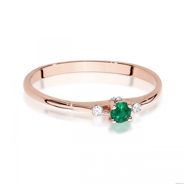 Pierścionek W0614 Szmaragd 0,15ct różowe złoto