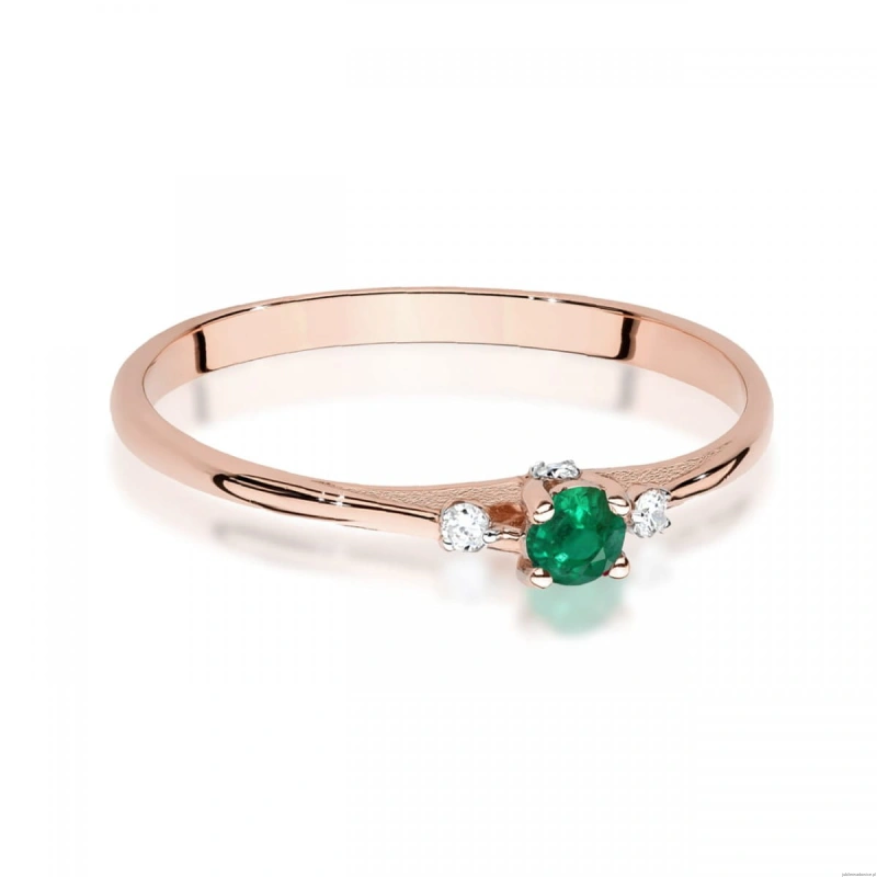 Pierścionek W0614 Szmaragd 0,15ct różowe złoto