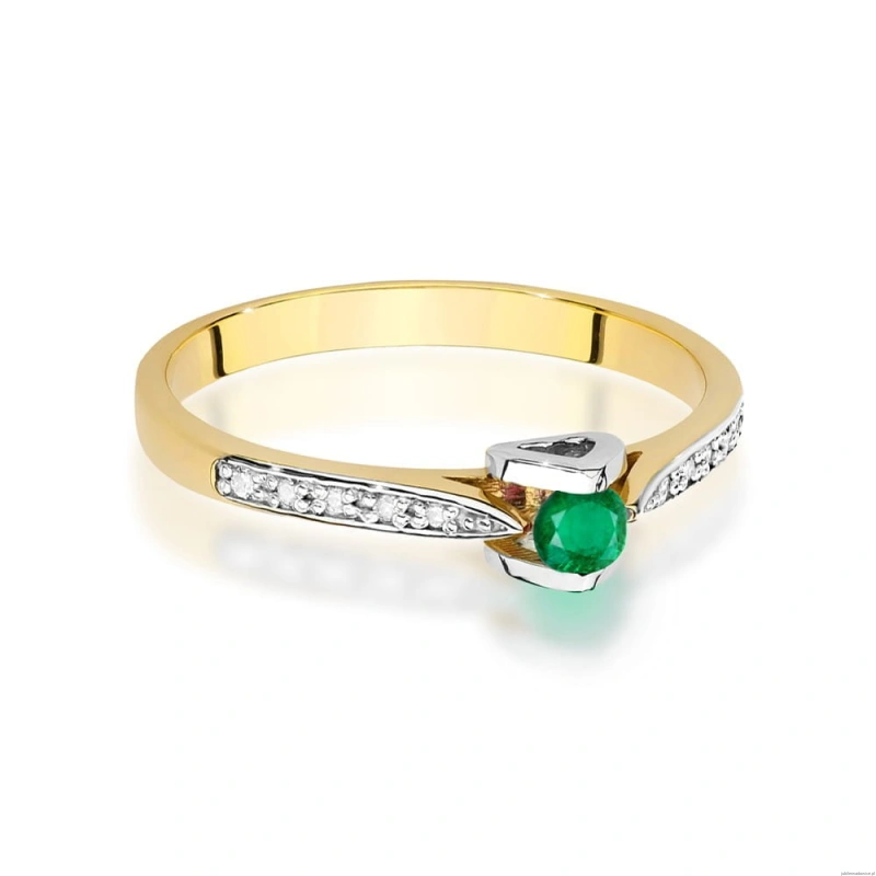 Pierścionek W0435 Szmaragd 0,15ct żółte złoto