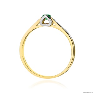 Pierścionek W0435 Szmaragd 0,15ct żółte złoto