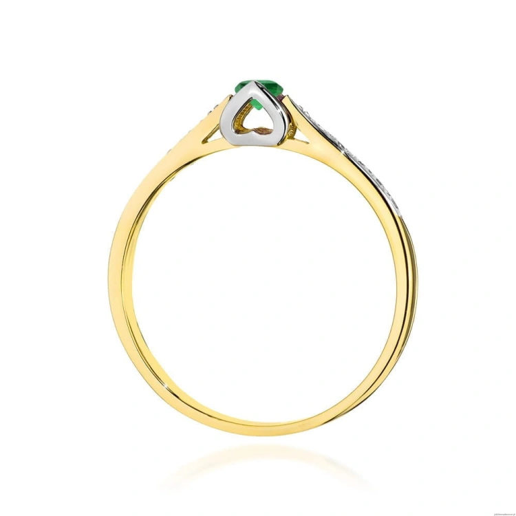 Pierścionek W0435 Szmaragd 0,15ct żółte złoto