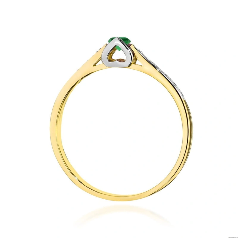 Pierścionek W0435 Szmaragd 0,15ct żółte złoto