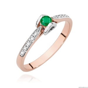Pierścionek W0435 Szmaragd 0,15ct różowe złoto