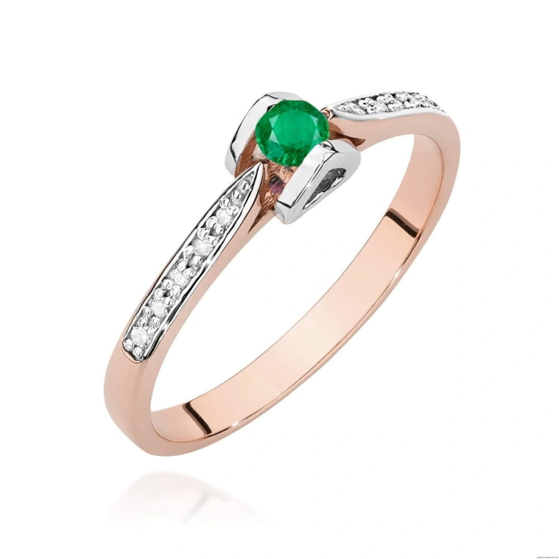 Pierścionek W0435 Szmaragd 0,15ct różowe złoto