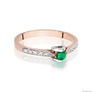 Pierścionek W0435 Szmaragd 0,15ct różowe złoto