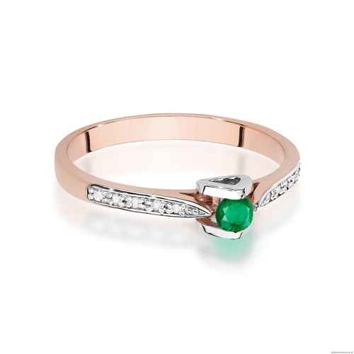 Pierścionek W0435 Szmaragd 0,15ct różowe złoto