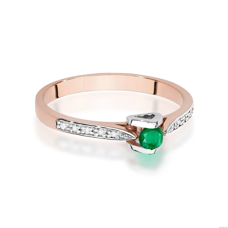 Pierścionek W0435 Szmaragd 0,15ct różowe złoto