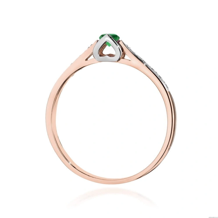 Pierścionek W0435 Szmaragd 0,15ct różowe złoto