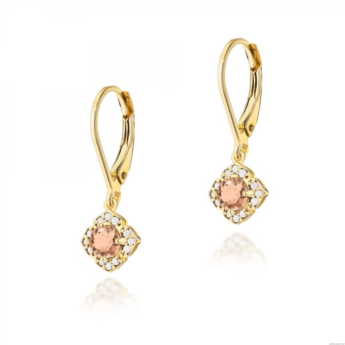 Kolczyki K0571 Morganit 2 x 0,25ct żółte złoto