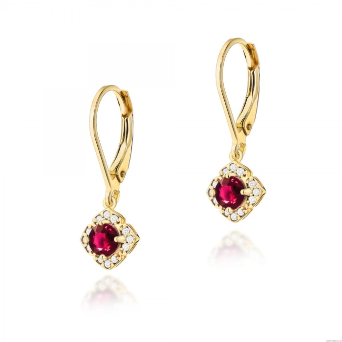 Kolczyki K0571 Rubin 2 x 0,30ct żółte złoto