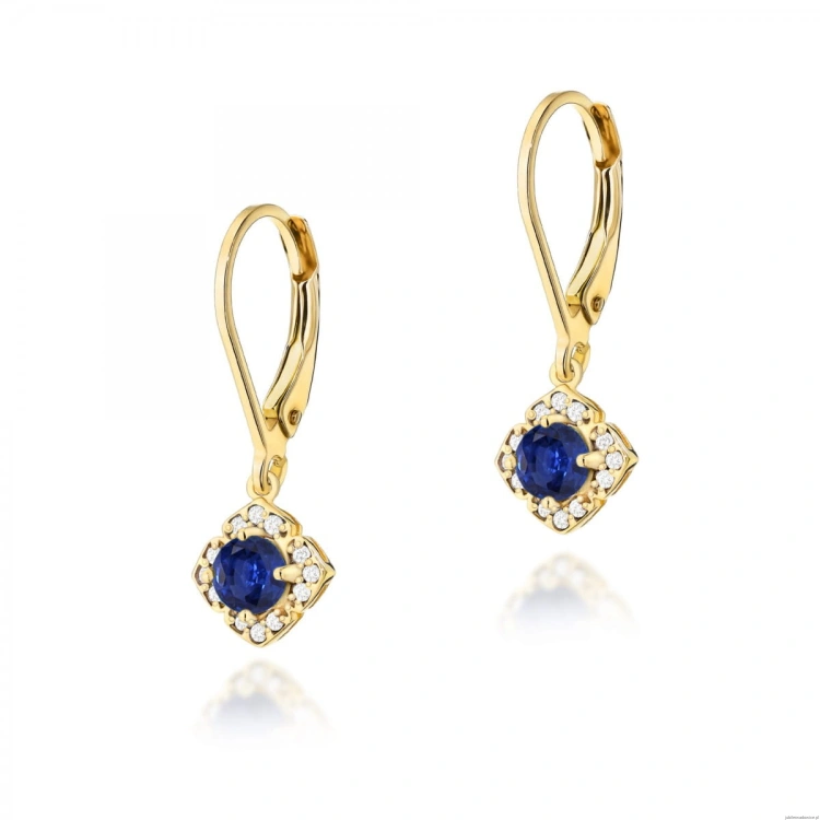 Kolczyki K0571 Szafir 2 x 0,30ct żółte złoto