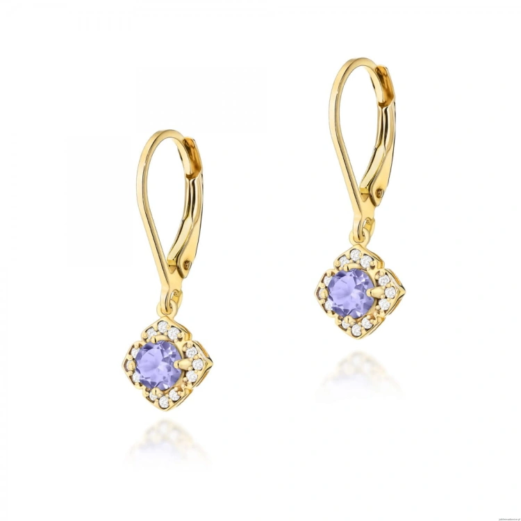 Kolczyki K0571 Tanzanit 2 x 0,35ct żółte złoto