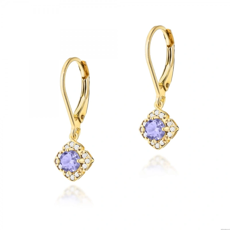 Kolczyki K0571 Tanzanit 2 x 0,35ct żółte złoto