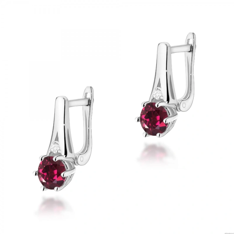 Kolczyki K0572 Rodolit 2 x 0,60ct białe złoto