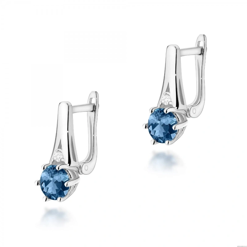 Kolczyki K0572 Topaz London Blue 2 x 0,50ct białe złoto