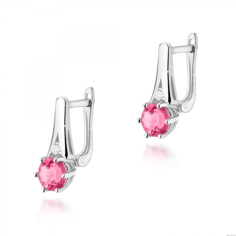 Kolczyki K0572 Różowy Topaz 2 x 0,60ct białe złoto