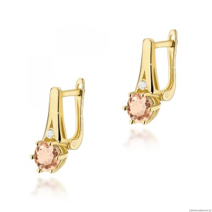 Kolczyki K0572 Morganit 2 x 0,40ct żółte złoto