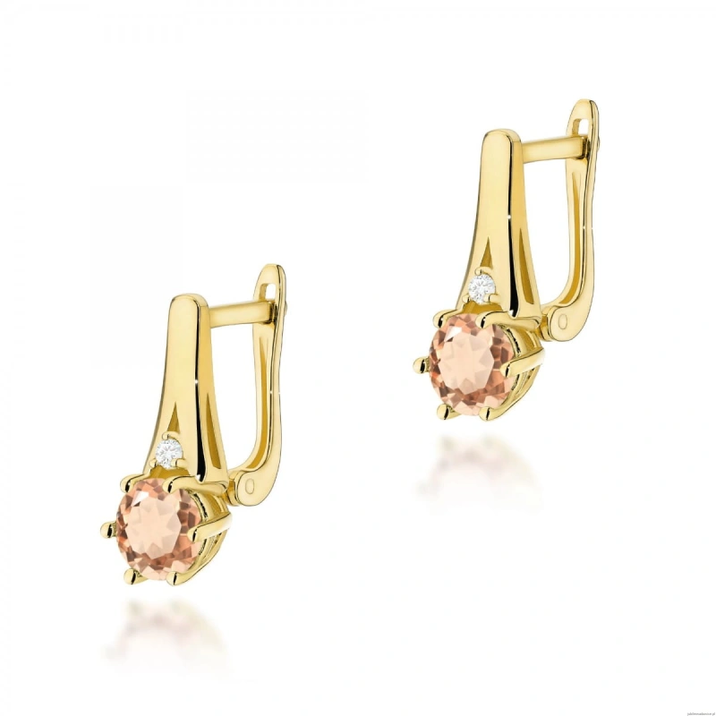 Kolczyki K0572 Morganit 2 x 0,40ct żółte złoto