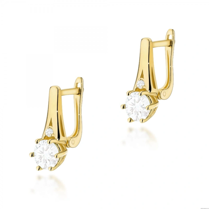 Kolczyki K0572 Biały Szafir 2 x 0,60ct żółte złoto