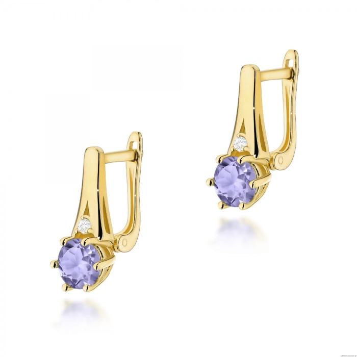 Kolczyki K0572 Tanzanit 2 x 0,50ct żółte złoto