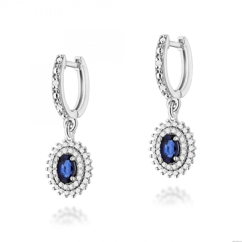 Kolczyki K0303 Szafir 2 x 0,70ct białe złoto