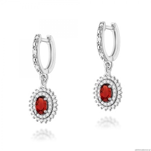 Kolczyki K0303 Granat 2 x 0,50ct białe złoto