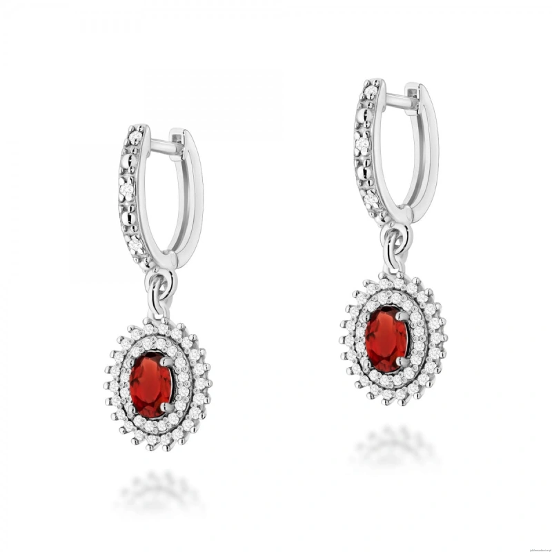 Kolczyki K0303 Granat 2 x 0,50ct białe złoto
