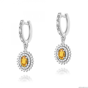 Kolczyki K0303 Cytryn 2 x 0,60ct białe złoto