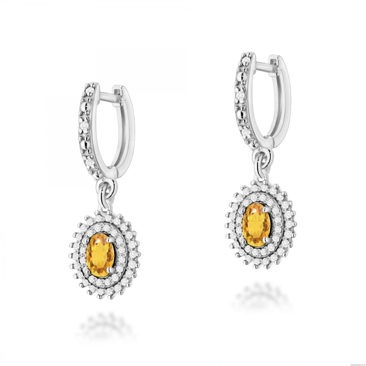 Kolczyki K0303 Cytryn 2 x 0,60ct białe złoto