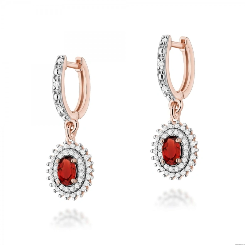 Kolczyki K0303 Granat 2 x 0,50ct różowe złoto