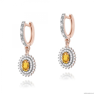 Kolczyki K0303 Cytryn 2 x 0,60ct różowe złoto
