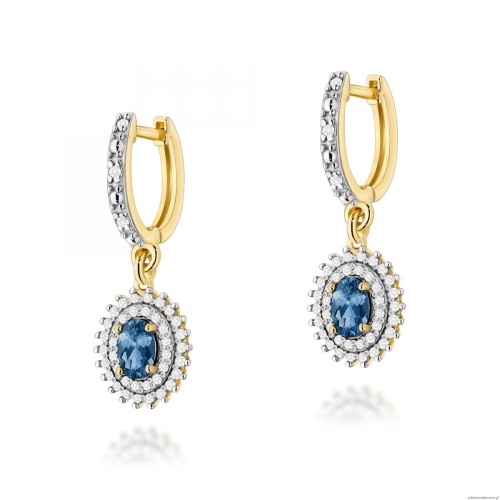 Kolczyki K0303 Topaz London Blue 2 x 0,50ct żółte złoto