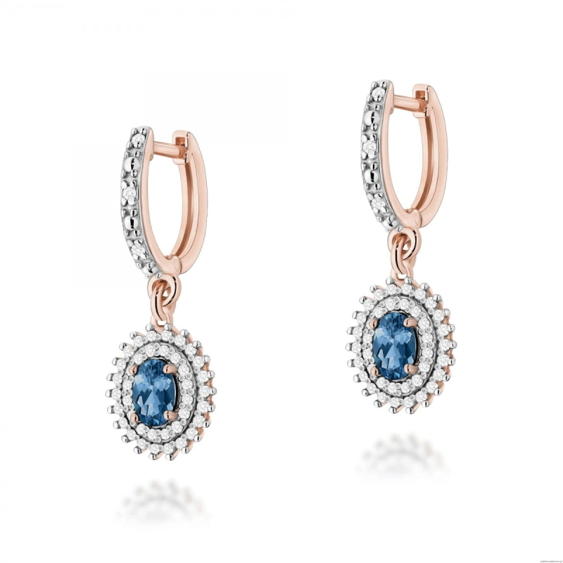 Kolczyki K0303 Topaz London Blue 2 x 0,50ct różowe złoto
