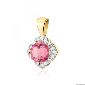 Zawieszka Z0571 Różowy Topaz 0,60ct żółte złoto