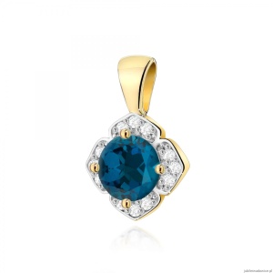 Zawieszka Z0571 Topaz London Blue 0,50ct żółte złoto