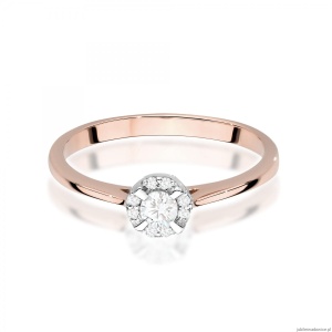 Pierścionek W0560 z diamentami różowe złoto