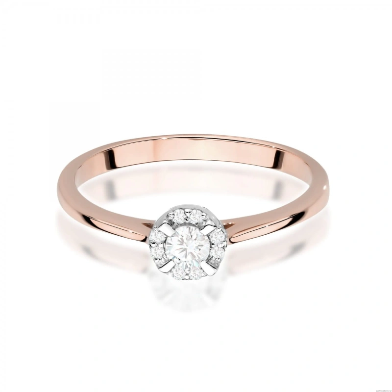 Pierścionek W0560 z diamentami różowe złoto