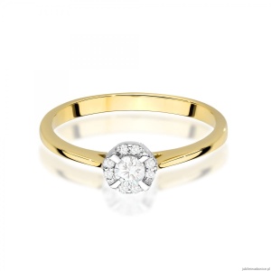 Pierścionek W0560 z diamentami żółte złoto