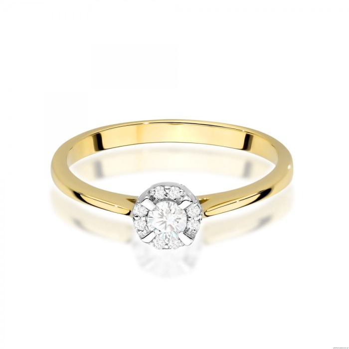Pierścionek W0560 z diamentami żółte złoto