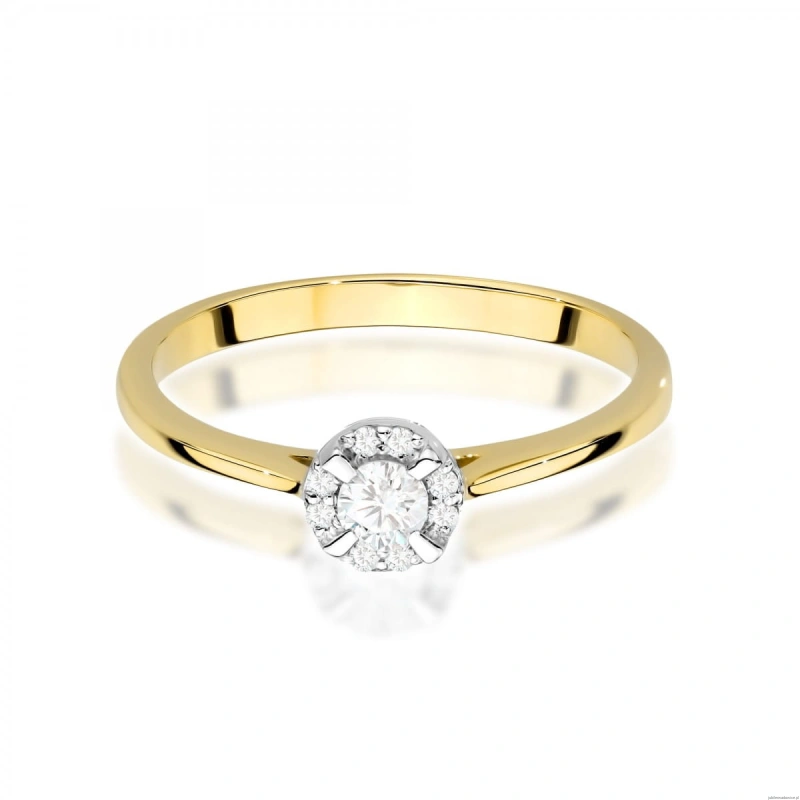 Pierścionek W0560 z diamentami żółte złoto