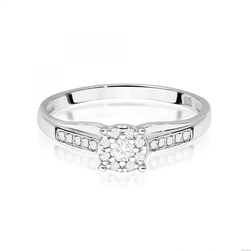 Pierścionek W0564 z diamentami białe złoto