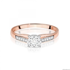 Pierścionek W0564 z diamentami różowe złoto