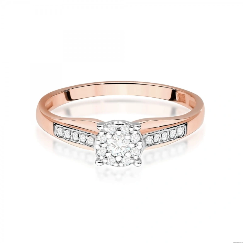 Pierścionek W0564 z diamentami różowe złoto