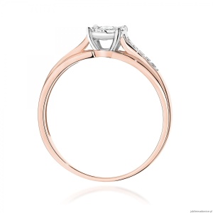 Pierścionek W0564 z diamentami różowe złoto