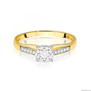 Pierścionek W0564 z diamentami żółte złoto